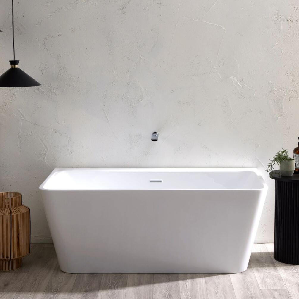 Product lifestyle image of Courchevel Back to Wall Square Freestanding Bath SB207 - front against wall